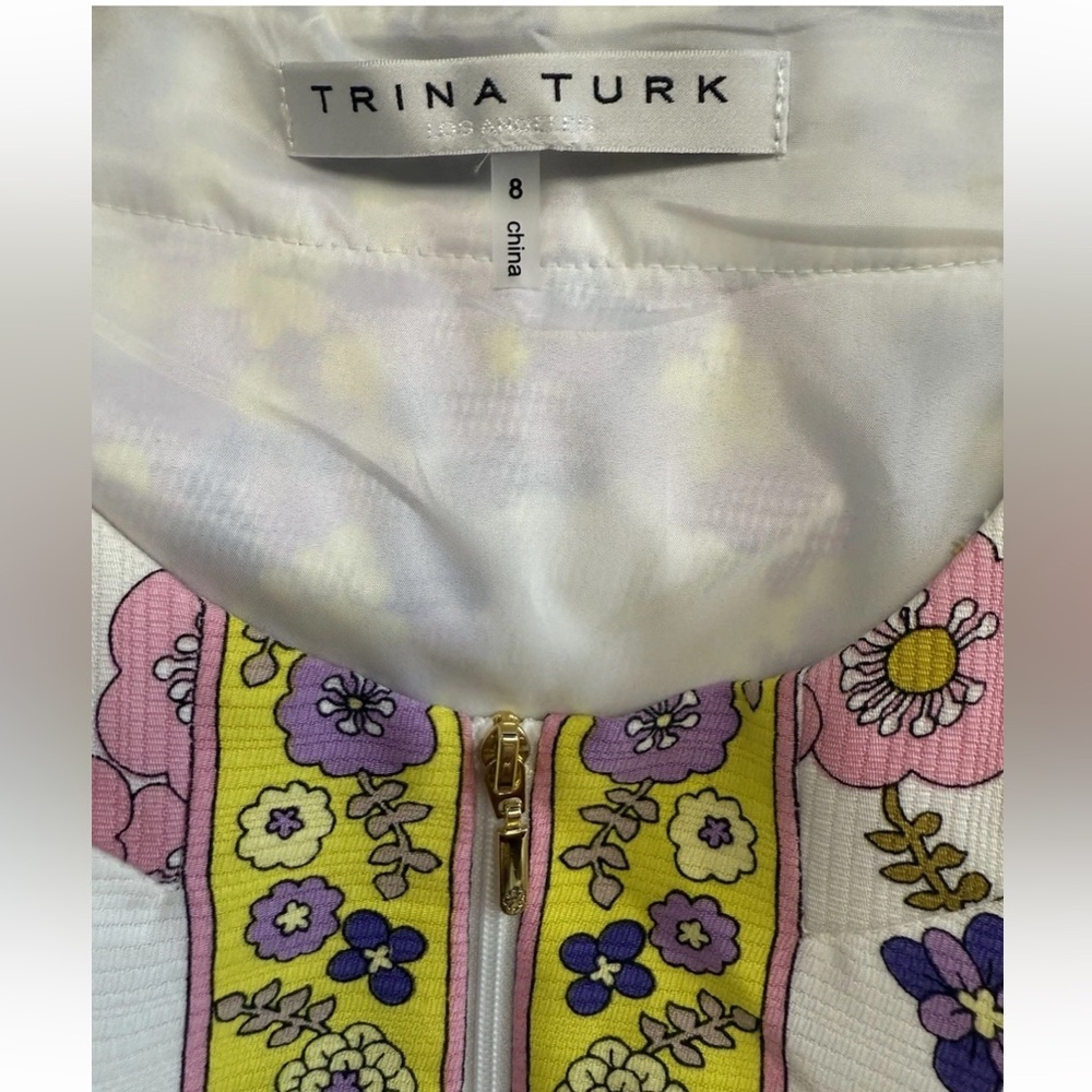 Trina Turk Arboretum floral-print mini shift dress Size 8 Excellent Condition - Picture 10 of 11